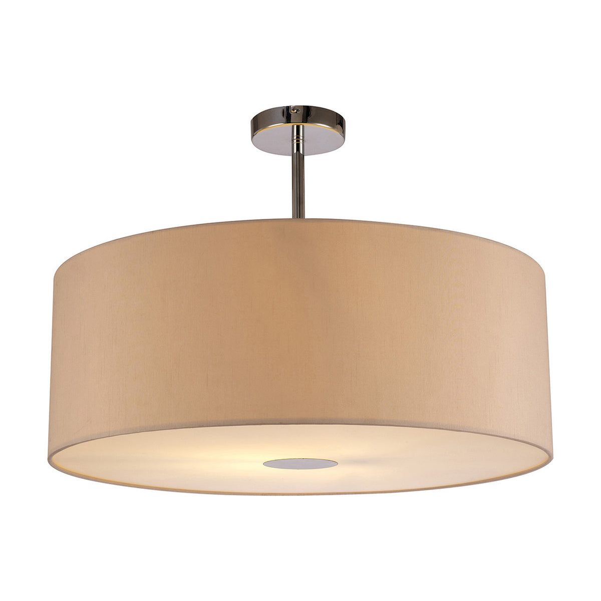 Baymont Semi Flush Beige 60cm Dia 42cm High - Polished Chrome