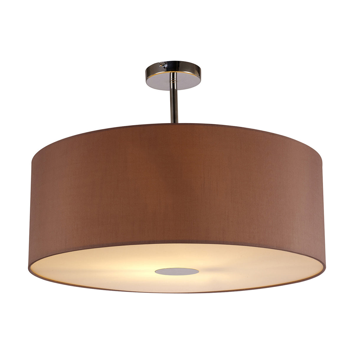 Baymont E27 Semi Flush Ceiling Light 60cm Taupe - Polished Chrome