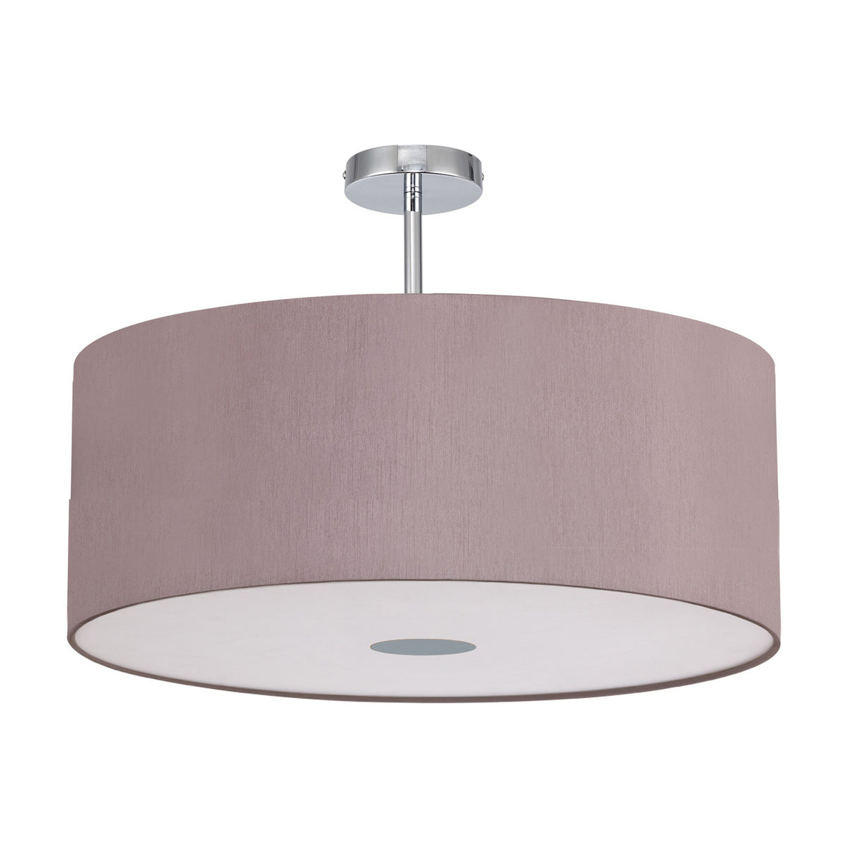 Baymont E27 Semi Flush Ceiling Light 60cm Taupe - Polished Chrome