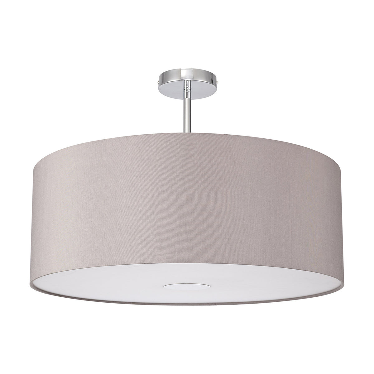 Baymont E27 Semi Flush Ceiling Light 60cm Grey - Polished Chrome