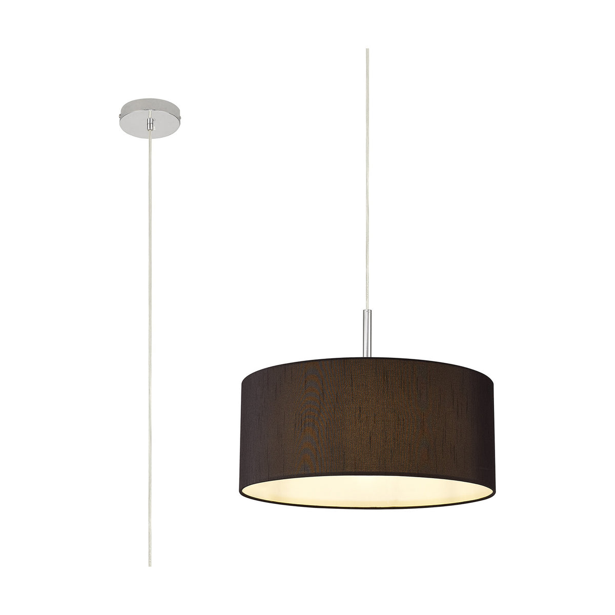 Baymont E27 Pendant Light 40cm Black - Polished Chrome