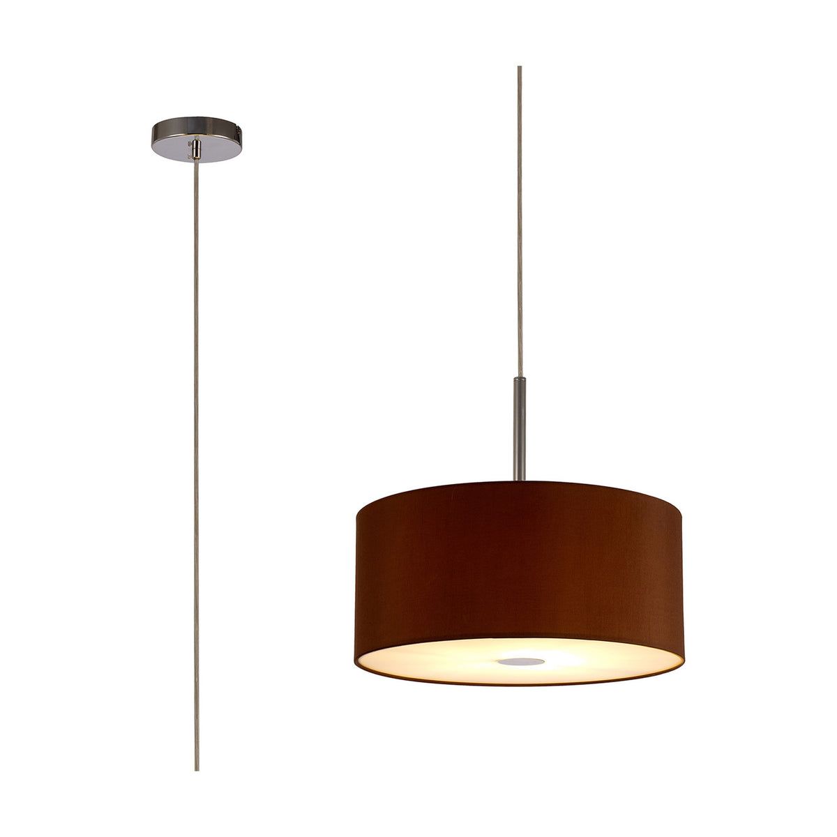 Baymont Frosted Diffuser Pendant 40cm Raw Cocoa - Polished Chrome