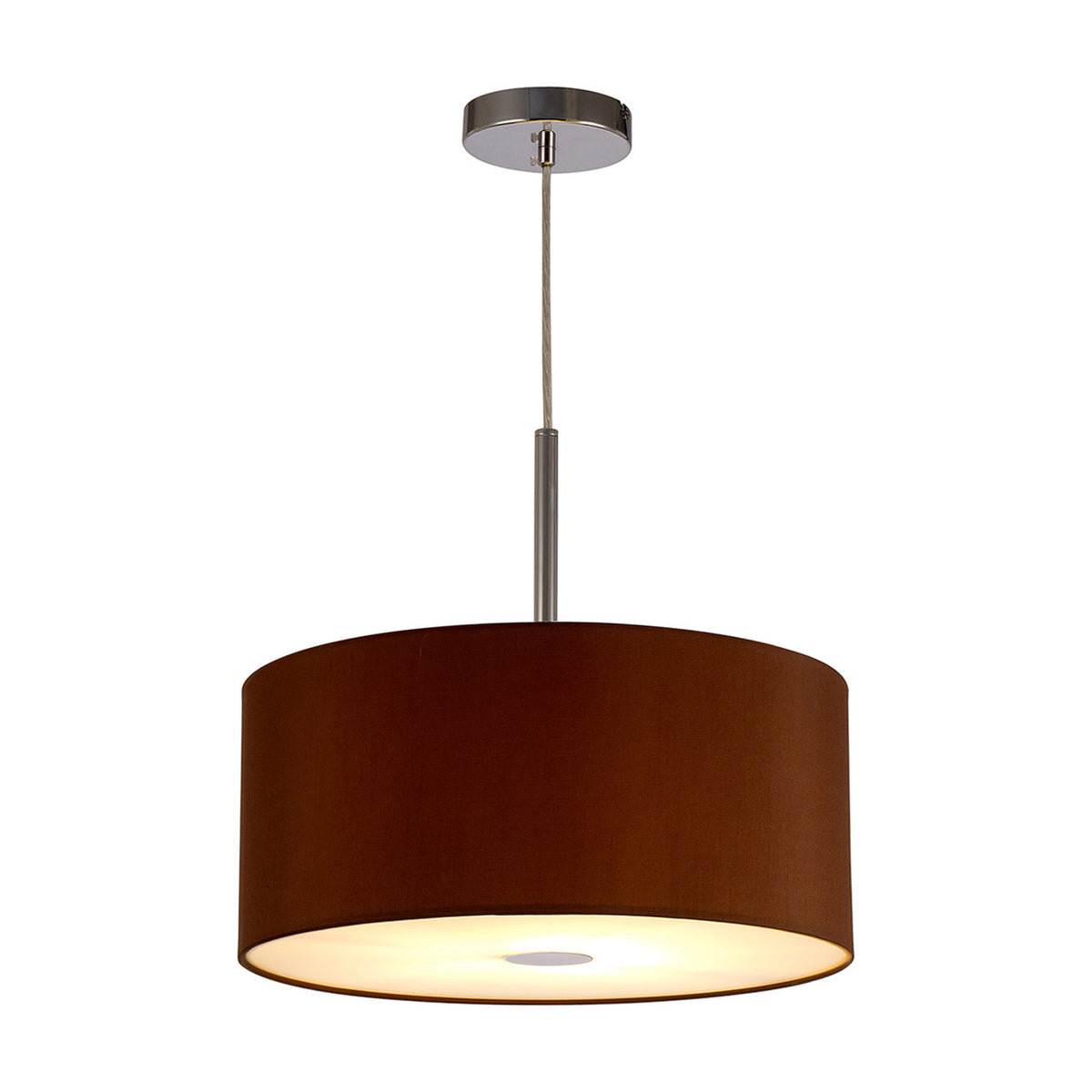 Baymont Frosted Diffuser Pendant 40cm Raw Cocoa - Polished Chrome