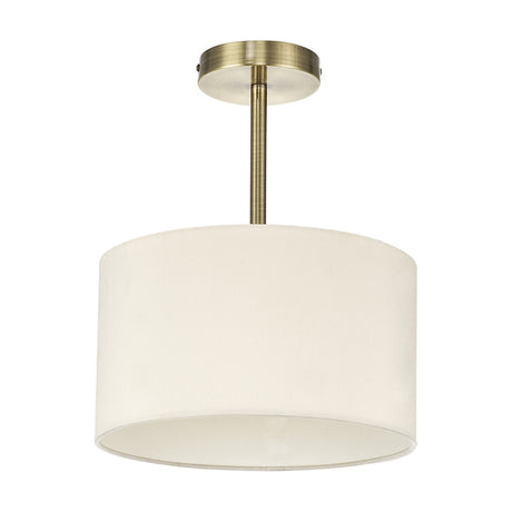 Baymont E27 Semi Flush Ceiling Light 30cm - Antique Brass