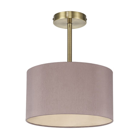 Baymont Semi Flush Ceiling Light Taupe - Antique Brass