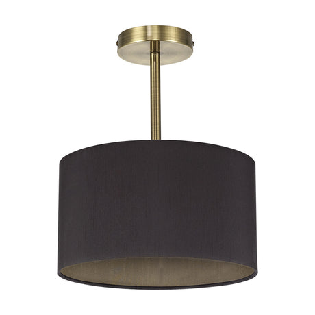 Baymont Semi Flush Ceiling Light Midnight Black - Antique Brass