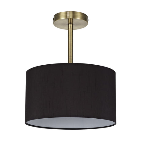 Baymont Semi Flush Ceiling Light Black - Antique Brass