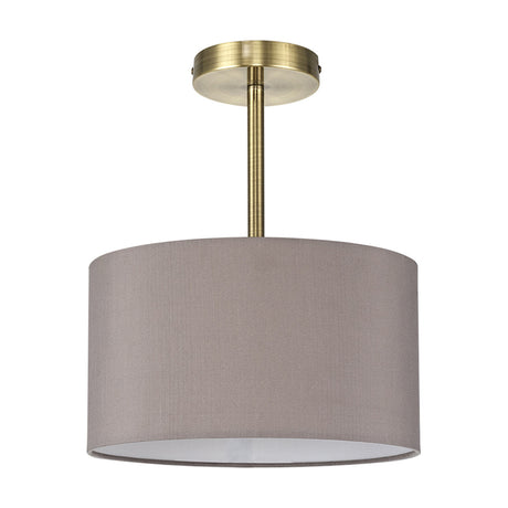 Baymont E27 Semi Flush Ceiling Light Grey - Antique Brass
