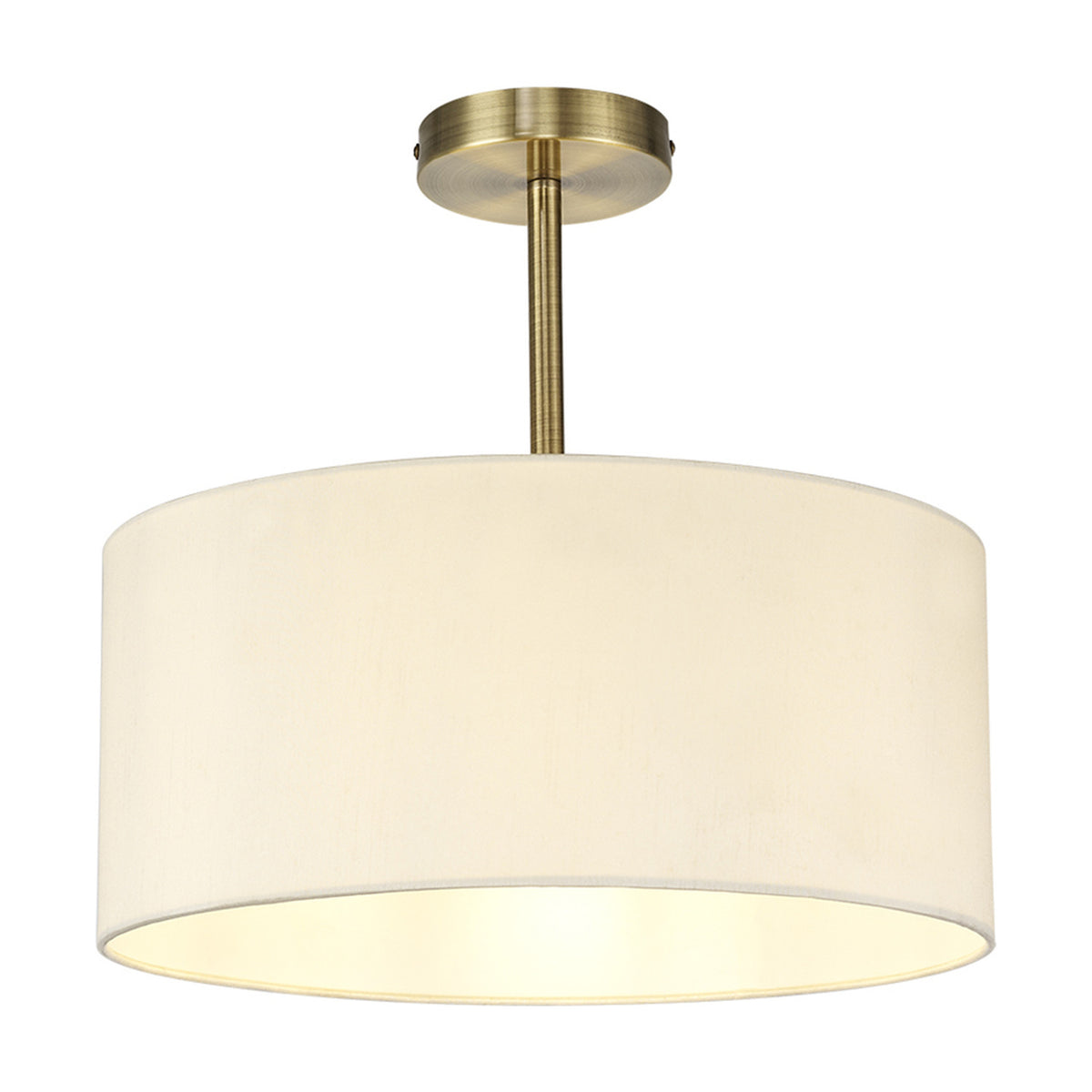Baymont Semi Flush Ceiling Light 40cm Ivory Pearl - Antique Brass