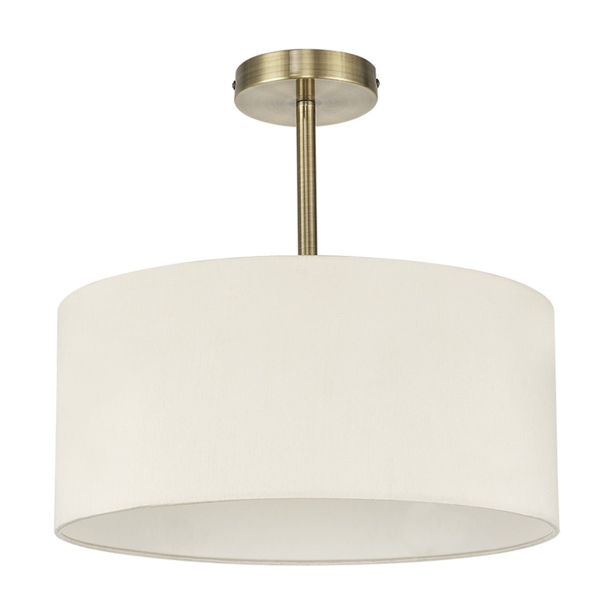 Baymont Semi Flush Ceiling Light 40cm Ivory Pearl - Antique Brass