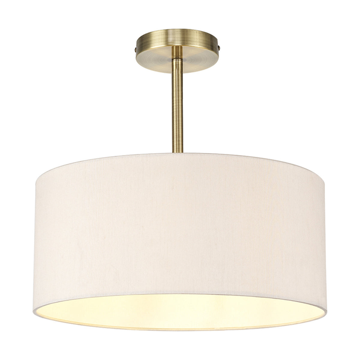 Baymont Semi Flush Ceiling Light 40cm Nude Beige - Antique Brass