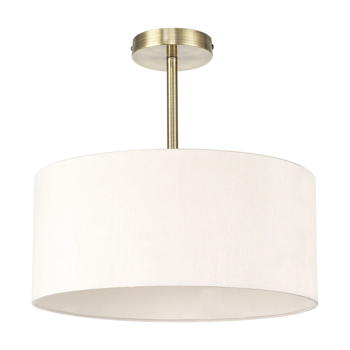 Baymont Semi Flush Ceiling Light 40cm Nude Beige - Antique Brass