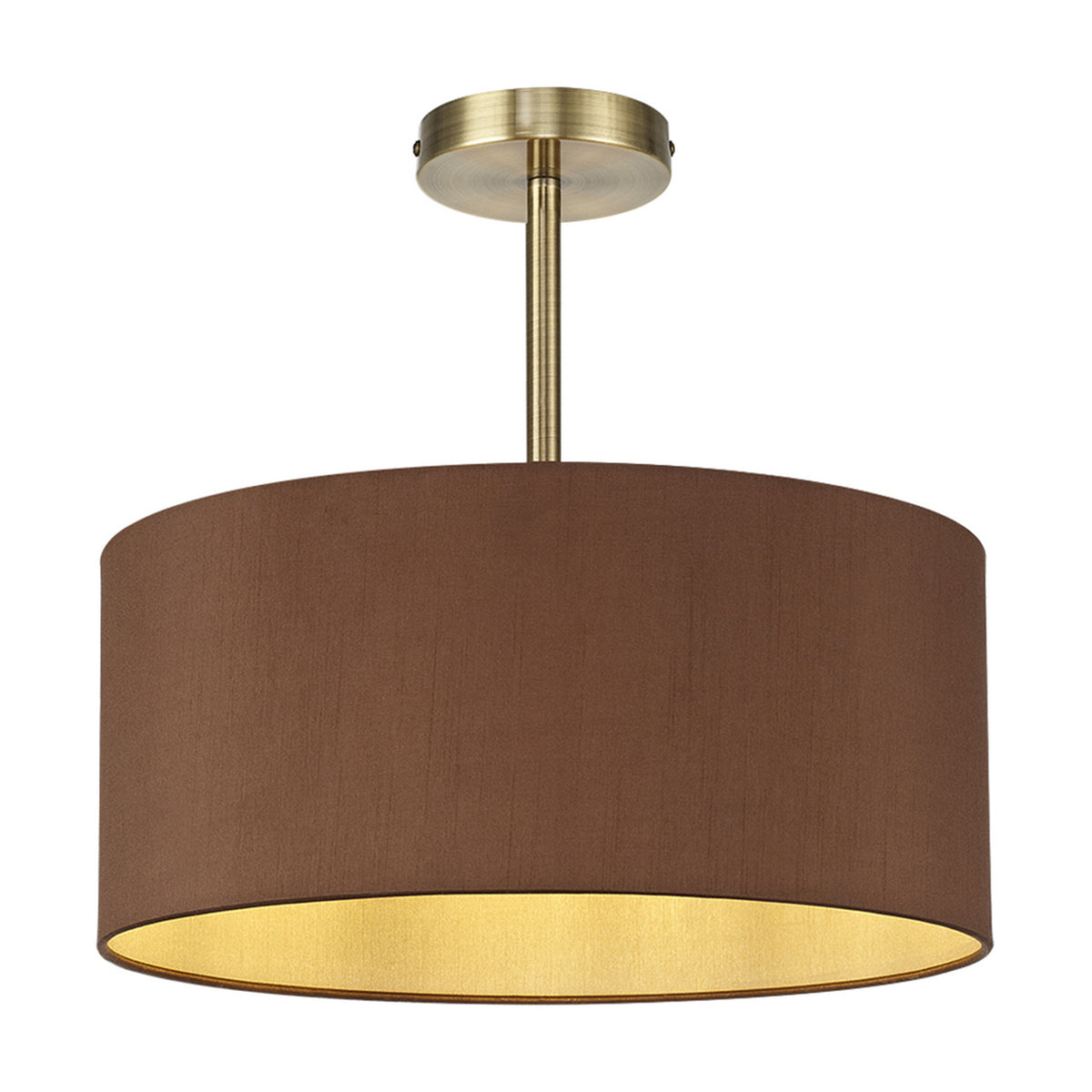 Baymont Semi Flush Ceiling Light 40cm Raw Cocoa - Antique Brass