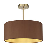Baymont Semi Flush Ceiling Light 40cm Raw Cocoa - Antique Brass