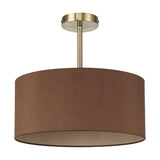 Baymont Semi Flush Ceiling Light 40cm Raw Cocoa - Antique Brass