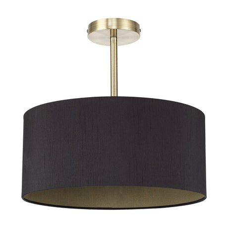 Baymont Semi Flush Ceiling Light 40cm Black - Antique Brass