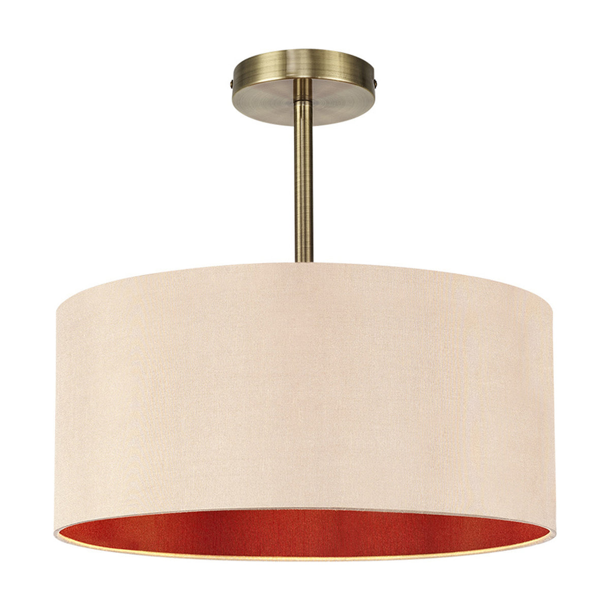 Baymont Semi Flush Ceiling Light 40cm Gold - Antique Brass