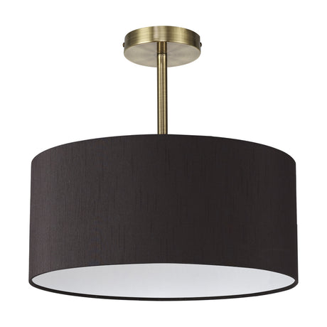 Baymont E27 Semi Flush Ceiling Light 40cm Black - Antique Brass