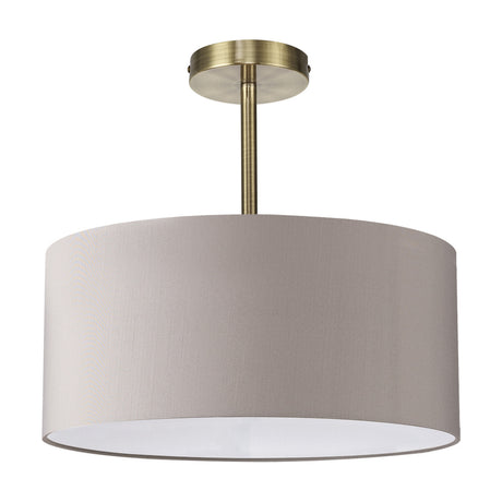 Baymont E27 Semi Flush Ceiling Light 40cm Grey - Antique Brass