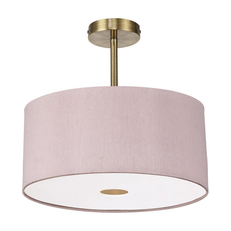 Baymont E27 Semi Flush Ceiling Light 40cm Taupe - Antique Brass