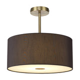 Baymont Frosted Diffuser Semi Flush Black 40cm - Antique Brass