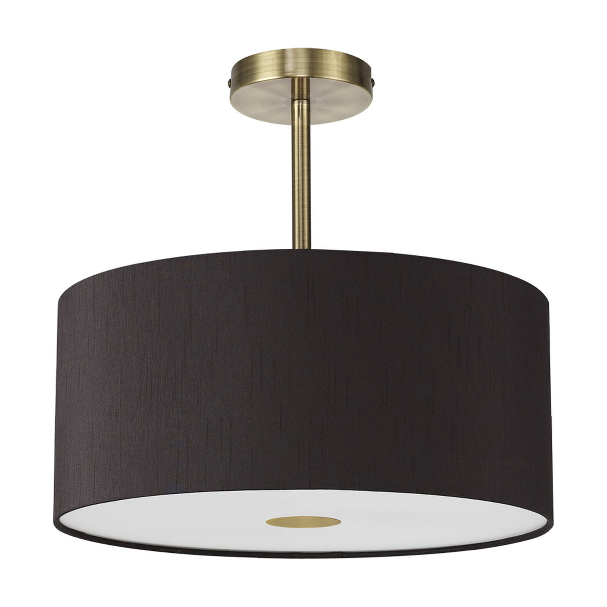Baymont Frosted Diffuser Semi Flush Black 40cm - Antique Brass