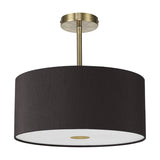 Baymont Frosted Diffuser Semi Flush Black 40cm - Antique Brass