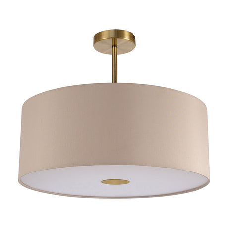 Baymont Semi Flush Ceiling Light 50cm Nude Beige - Antique Brass