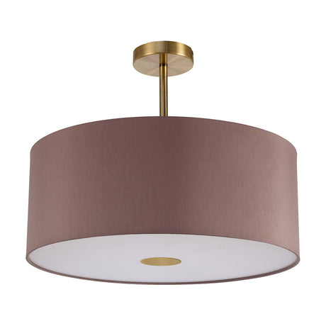 Baymont E27 Semi Flush Ceiling Light 50cm Taupe - Antique Brass