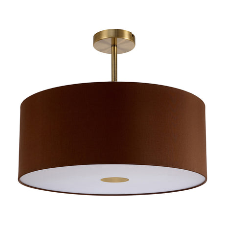 Baymont Semi Flush Ceiling Light 50cm Raw Cocoa - Antique Brass