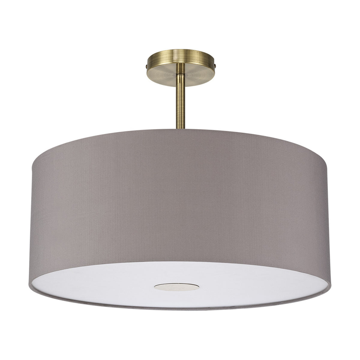 Baymont E27 Semi Flush Ceiling Light 50cm Grey - Antique Brass