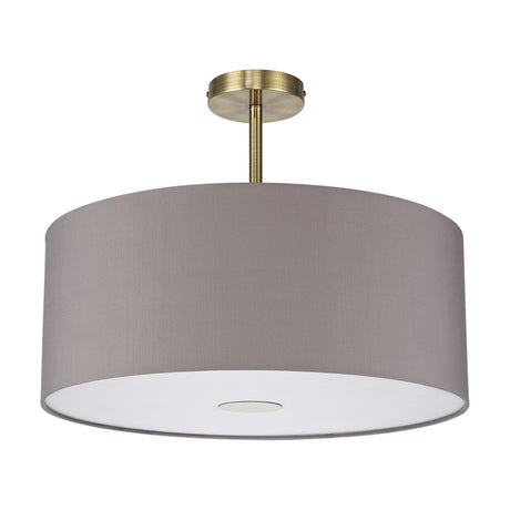 Baymont E27 Semi Flush Ceiling Light 50cm Grey - Antique Brass