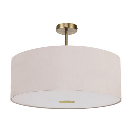 Baymont Semi Flush Ceiling Light 60cm Nude Beige - Antique Brass