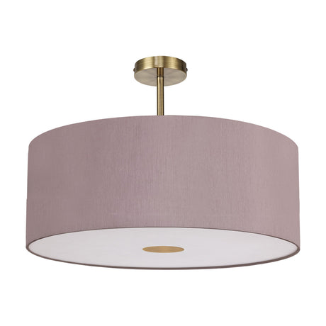 Baymont E27 Semi Flush Ceiling Light 60cm Taupe - Antique Brass