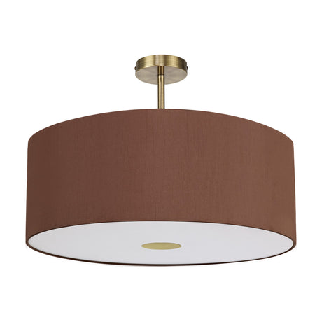 Baymont Semi Flush Ceiling Light 60cm Raw Cocoa - Antique Brass