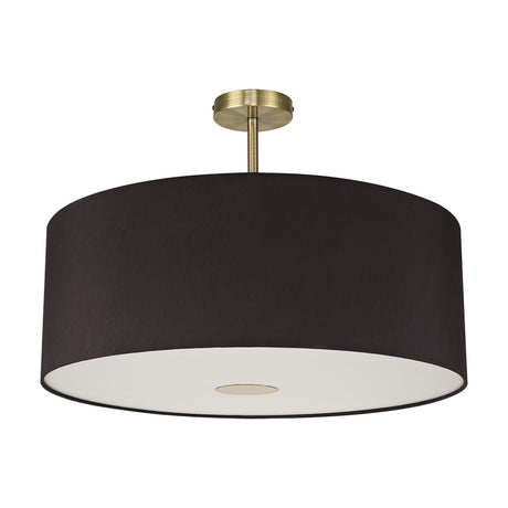 Baymont E27 Semi Flush Ceiling Light 60cm Black - Antique Brass
