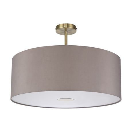 Baymont E27 Semi Flush Ceiling Light 60cm Grey - Antique Brass