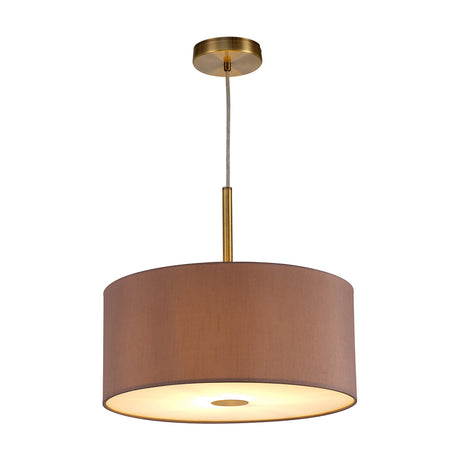 Baymont E27 Pendant Light Taupe Frosted Diffuser - Antique Brass