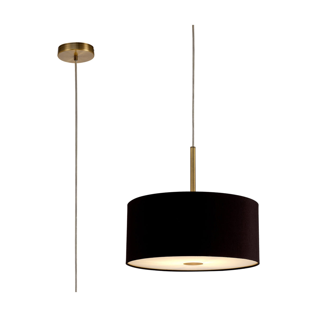 Baymont Diffuser Pendant 40cm Midnight Black - Antique Brass