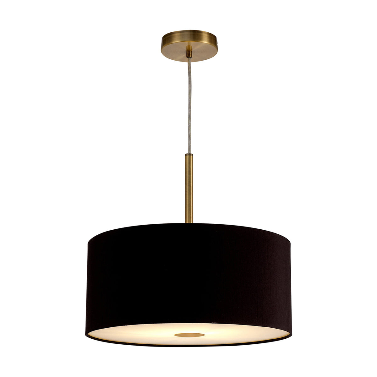 Baymont Diffuser Pendant 40cm Midnight Black - Antique Brass