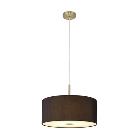 Baymont E27 Pendant Light Black Frosted Diffuser - Antique Brass