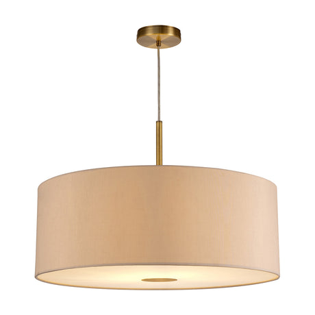 Baymont E27 Pendant Light 60cm Nude Beige - Antique Brass