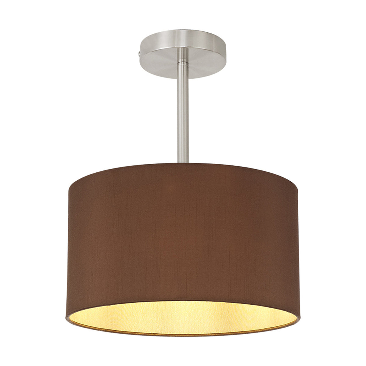 Baymont Semi Flush Ceiling Light 30cm Raw Cocoa - Satin Nickel