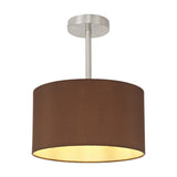 Baymont Semi Flush Ceiling Light 30cm Raw Cocoa - Satin Nickel
