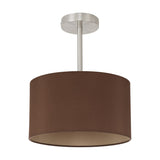 Baymont Semi Flush Ceiling Light 30cm Raw Cocoa - Satin Nickel