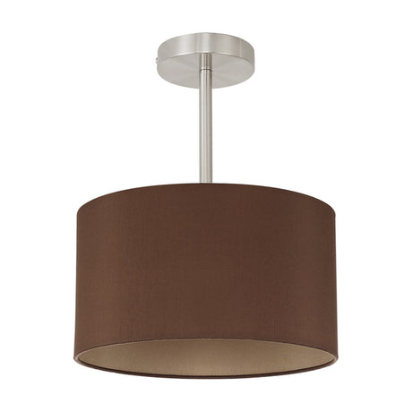 Baymont Semi Flush Ceiling Light 30cm Raw Cocoa - Satin Nickel