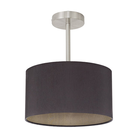 Baymont Semi Flush Ceiling Light Midnight Black - Satin Nickel