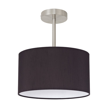 Baymont E27 Semi Flush Ceiling Light Black - Satin Nickel