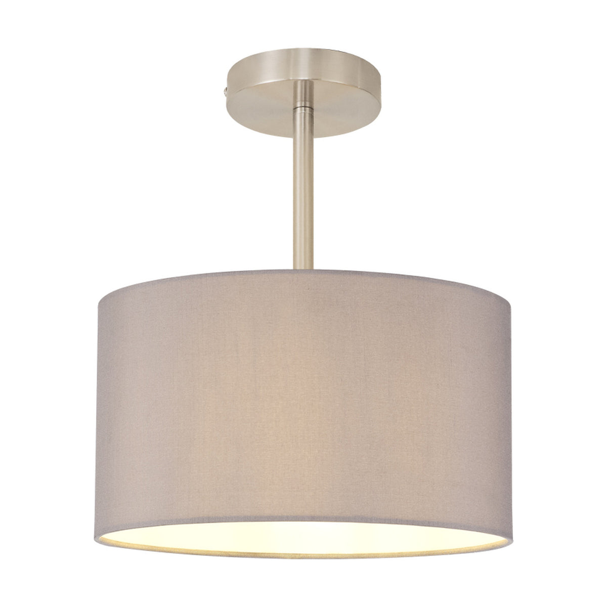 Baymont Semi Flush Ceiling Light 30cm Grey - Satin Nickel