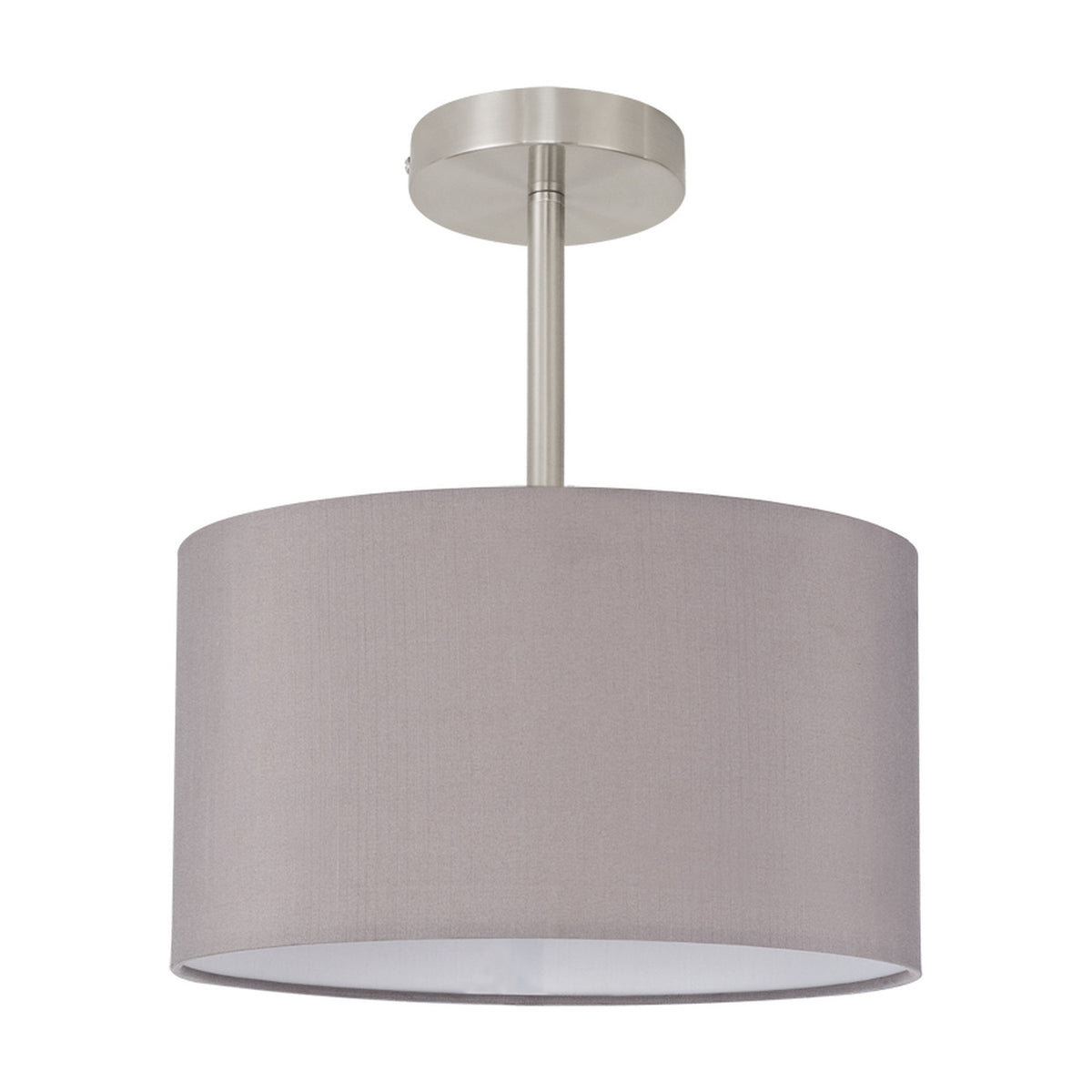 Baymont Semi Flush Ceiling Light 30cm Grey - Satin Nickel